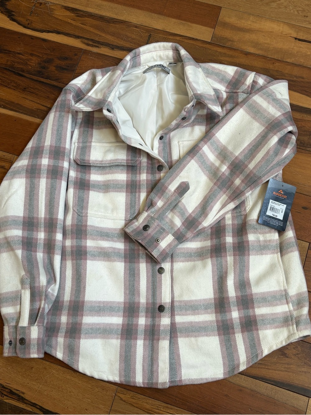 Ridgecut Women’s Cream & Dusty Rose Plaid Shacket